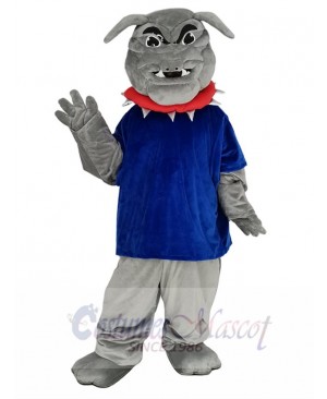 Bulldog in Dark Blue T-shirt Mascot Costume