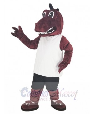 Red Dragon Athlete in White T-shirt Mascot Costume