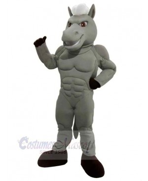 Power Horse Gray Body with White Hair Mascot Costume Cartoon