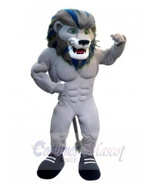 Grey Power Lion Mascot Costume Animal