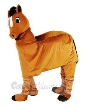 Funny Brown New 2 Person Horse Mascot Costume