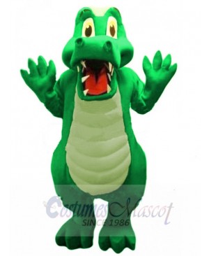 Green Alligator Mascot Costume Animal with Tan Green Belly