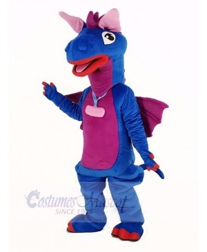 Blue Dragon with Purple Wings Mascot Costume Animal