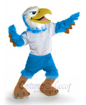 Light Blue and White Eagle Mascot Costume Animal