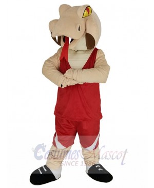 Cee-Cee The Cobra Snake Mascot Costume Animal in Red Jersey