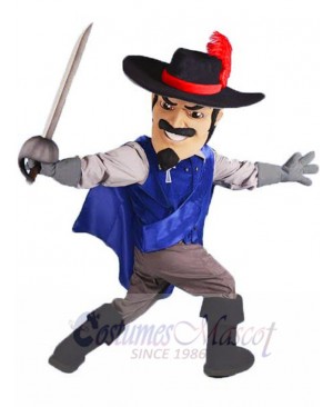 Cavalier Rapid Mascot Costume Holding Sword People