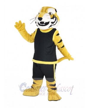 Fierce Tiger in Black Vest Mascot Costume Animal