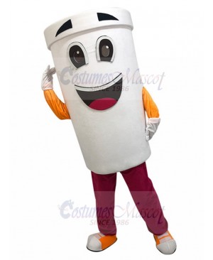 White Drink Cup Mascot Costume Cartoon