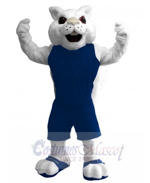 White Squirrel Mascot Costume Animal in Blue Jersey