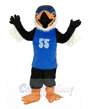 Black Eagle in Blue Jersey Mascot Costume