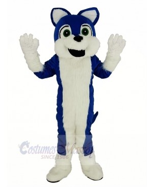 Blue and White Furry Husky Dog Mascot Costume Animal