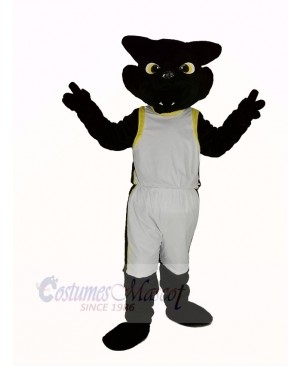 Cool Black Panther with White Coat Mascot Costume Adult