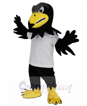 Fierce Falcon Eagle in White T-shirt Mascot Costume