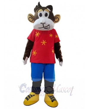 Funny Red T-shirt Monkey Mascot Costume Animal