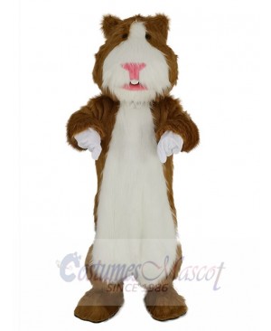 Brown and White Hamster with Pink Nose Mascot Costume