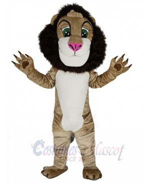 Happy Lion Mascot Costume Animal with Pink Nose