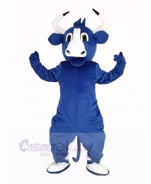 Happy Blue Bull Mascot Costume