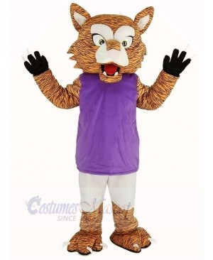 Wildcat with White Sport Suit Mascot Costume Animal