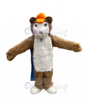 Furry Hamster with Orange Hat Mascot Costumes Cartoon