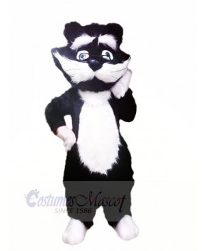 White and Black Sad Cat Mascot Costumes Cartoon	