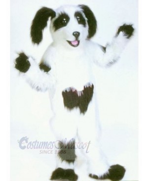 White and Black Shaggy Dog Mascot Costumes Cartoon