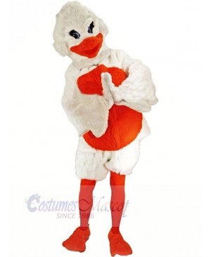 Furry White and Orange Duck Mascot Costumes Cartoon