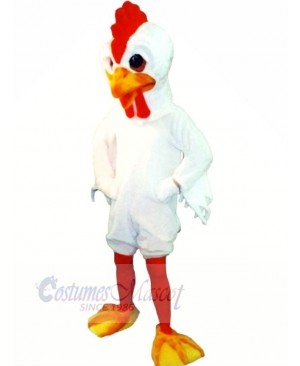 Slim White Rooster Mascot Costumes Cartoon