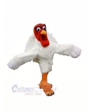 Funny White Turkey Mascot Costumes Cartoon