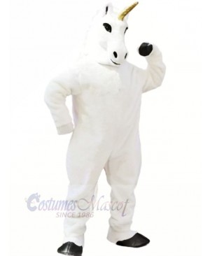 White Unicorn Mascot Costume Cartoon	