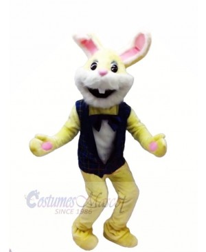 Yellow Bunny with Black Vest Mascot Costumes Cartoon