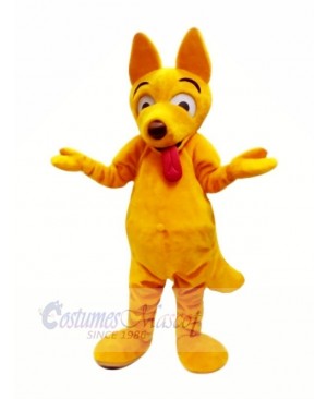 Yellow Dog with Long Tongue Mascot Costumes Cartoon