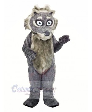 Grey Fluffy Wolf Mascot Costumes Cartoon