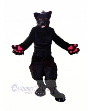 Black Wolf with Red Eyes Mascot Costumes Cartoon
