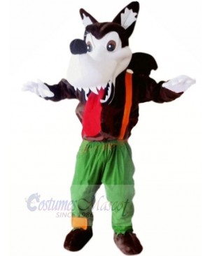 Wild Wolf with Long Tail Mascot Costumes Cartoon	