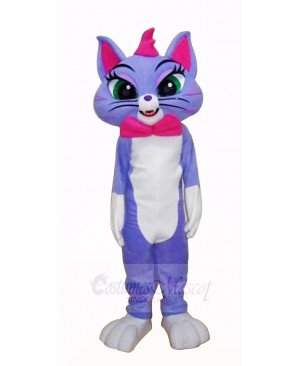 Blue Cat with Big Eyes Mascot Costumes Cartoon	