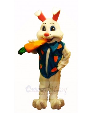 Easter Bunny Rabbit with Carrot Mascot Costume Cartoon