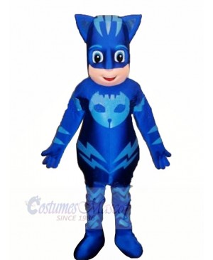 Heroe Boy with Blue Masks Mascot Costume Cartoon