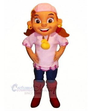 Nice Pirate with Pink Hat Mascot Costume Cartoon	