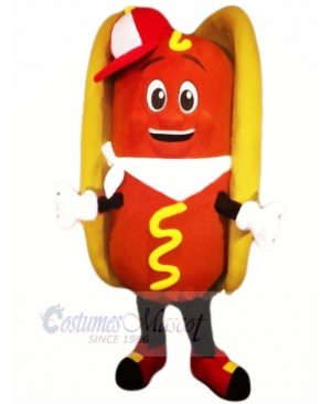 Happy Hot Dog Mascot Costume Cartoon