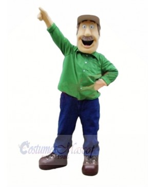 Argo Man with Green Coat Mascot Costume