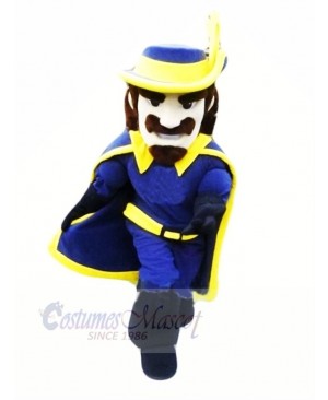 Cavalier in Blue Coat Mascot Costume People	