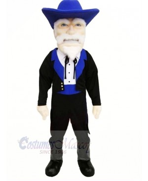 Colonel with Blue Hat Mascot Costume People