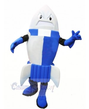 Fierce Blue Rocket Mascot Costume Cartoon