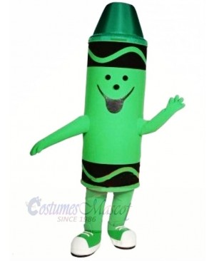 Cute Green Crayon Mascot Costume Cartoon