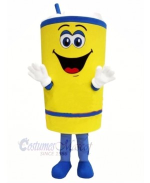 Happy Yellow Cup Mascot Costume Cartoon