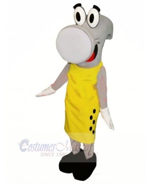 Grey Hammer with Yellow Coat Mascot Costume Cartoon