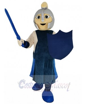Brave Warrior Mascot Costume People with Silver Helmet