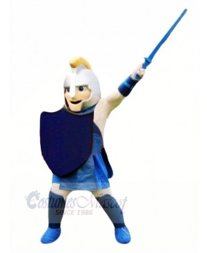 Brave Warrior with Blue Coat Mascot Costume People