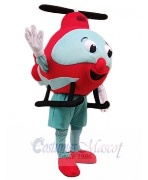 Helicopter Mascot Costume Cartoon with Black Propeller