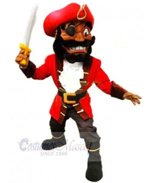 High Quality Pirate with Red Coat Mascot Costume People